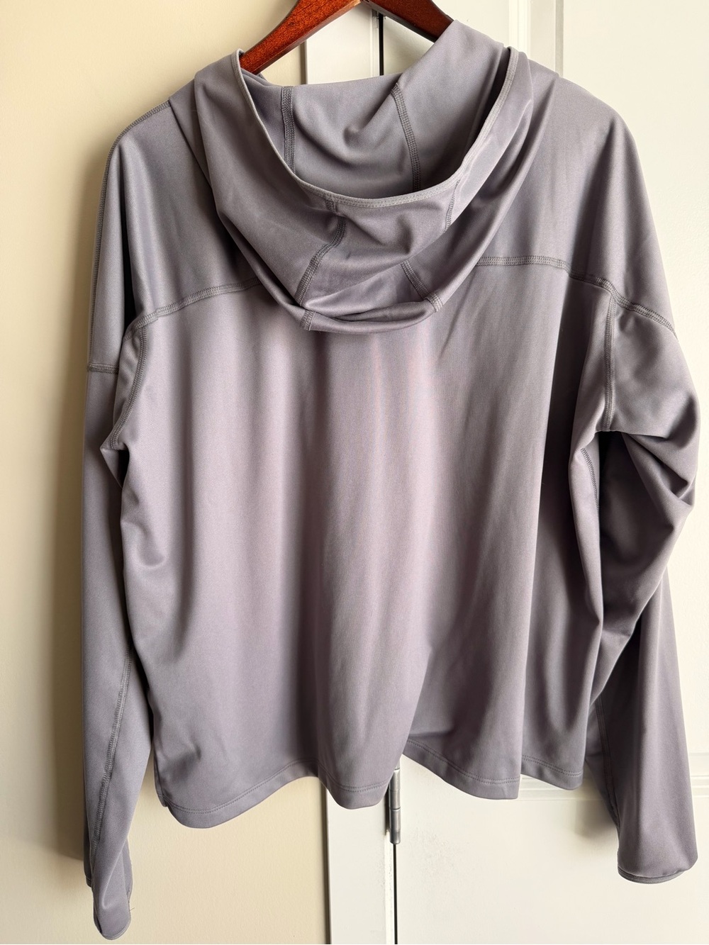 Nike Light Gray Hooded Dri-FIT Zip Up Top with Reflective Swoosh - Picture 3 of 3